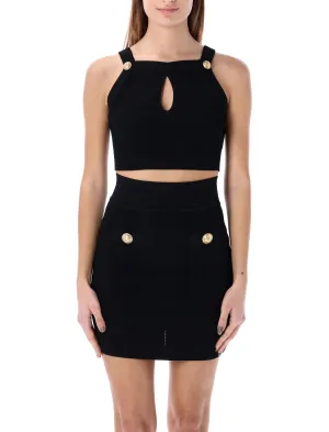 Balmain Square Neck Knit Tank Top