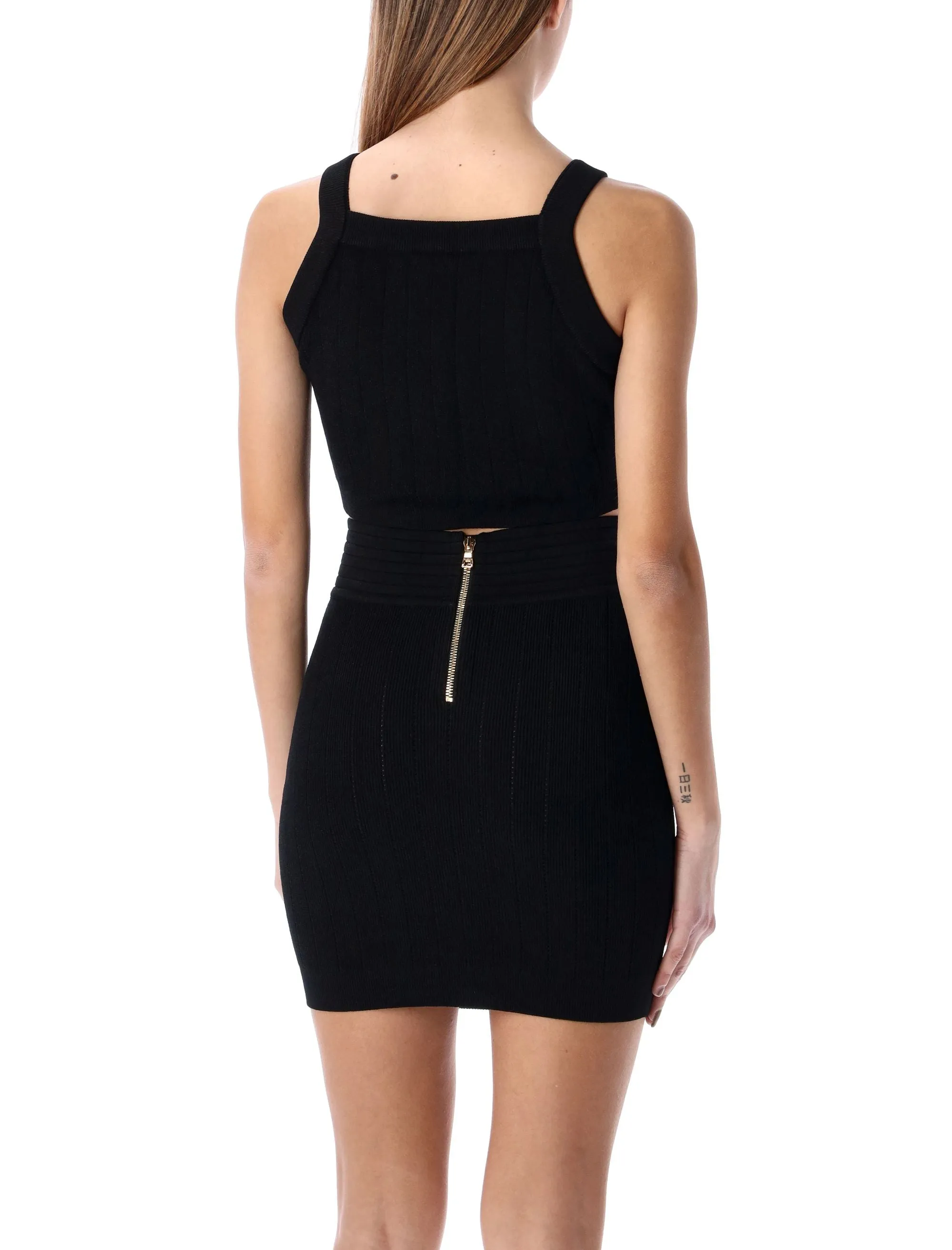Balmain Square Neck Knit Tank Top