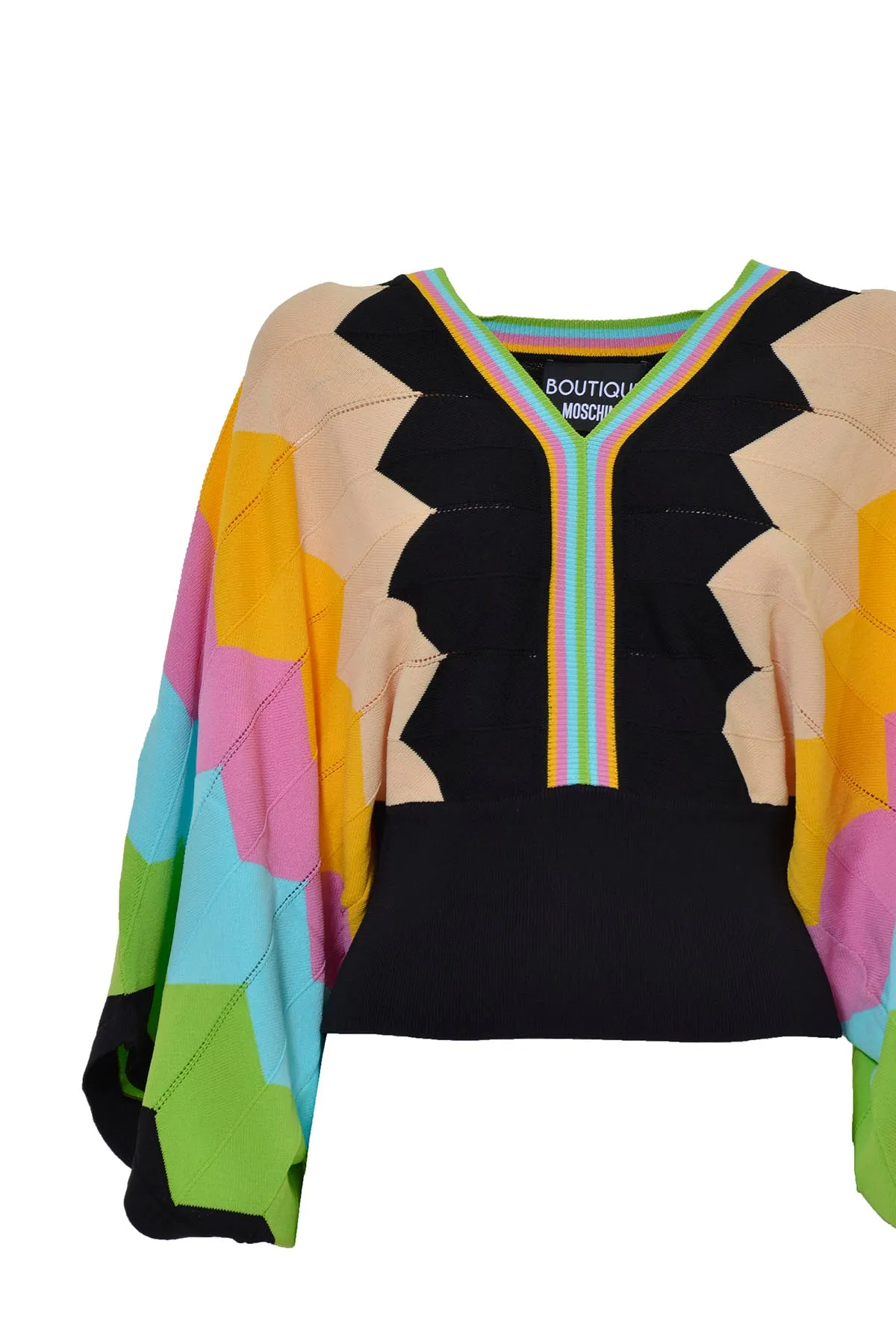Boutique Moschino Colour Block V-Neck Sweater