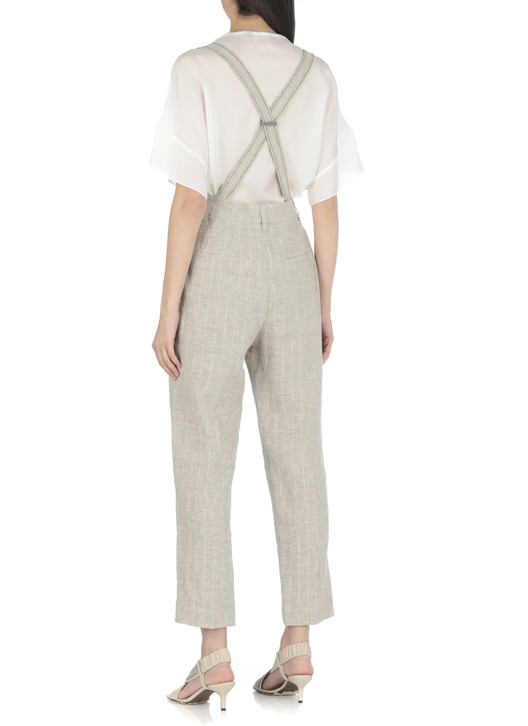 Brunello Cucinelli Brace Detailed Cropped Trousers
