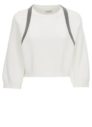 Brunello Cucinelli Crewneck Cropped Knitted Sweater