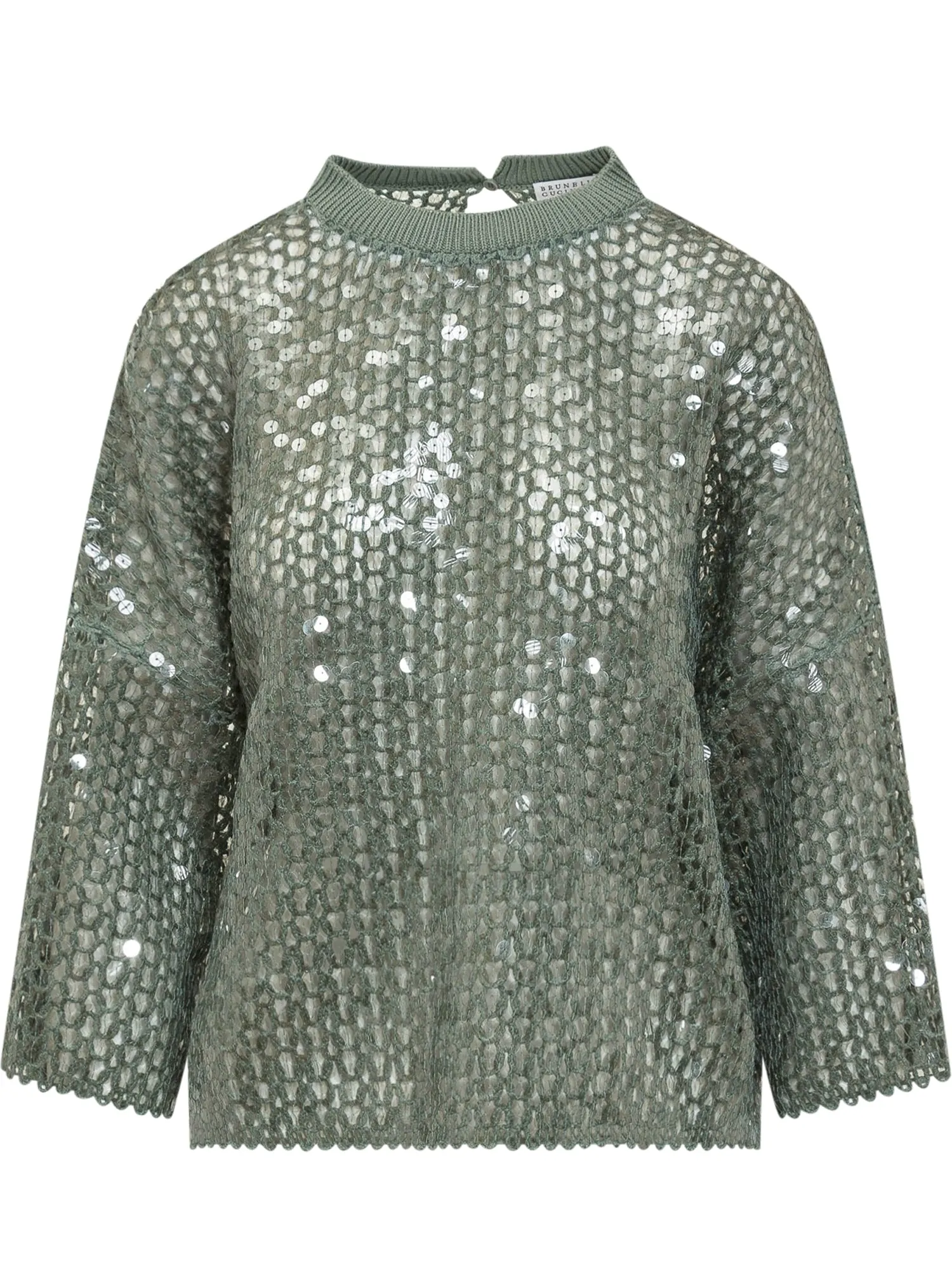 Brunello Cucinelli Crop Sleeved Sequin Embellished Sweater