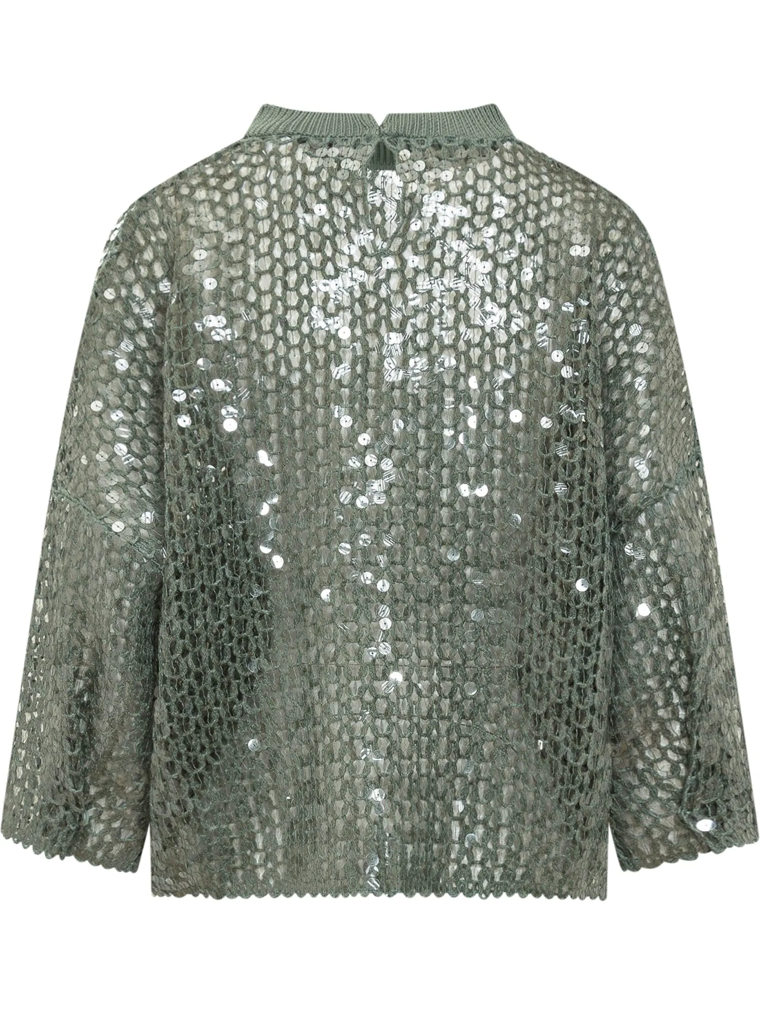 Brunello Cucinelli Crop Sleeved Sequin Embellished Sweater