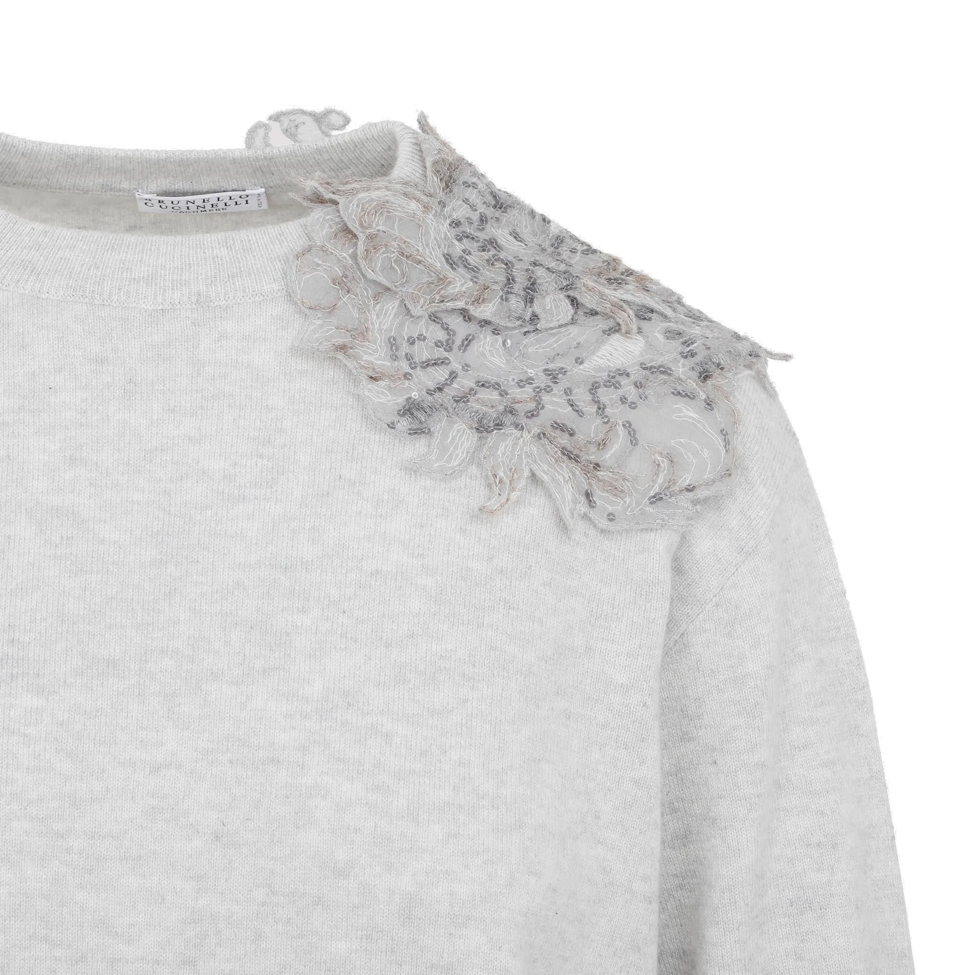 Brunello Cucinelli Lace-Detailed Crewneck Sweater