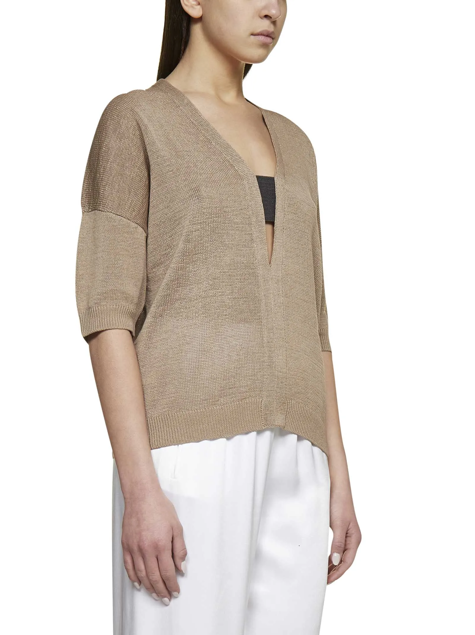 Brunello Cucinelli V-Neck Short Sleeved Sweater
