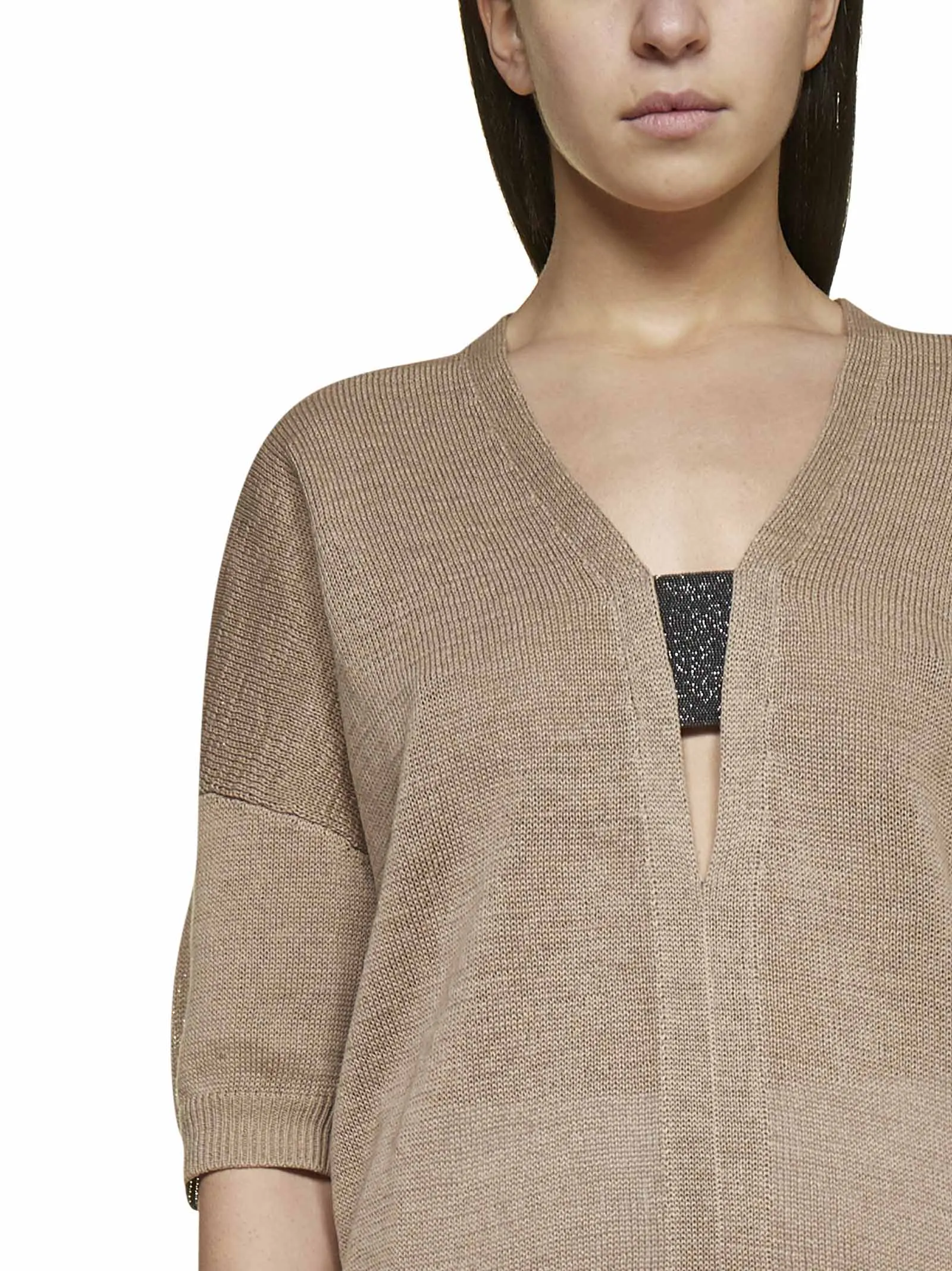 Brunello Cucinelli V-Neck Short Sleeved Sweater