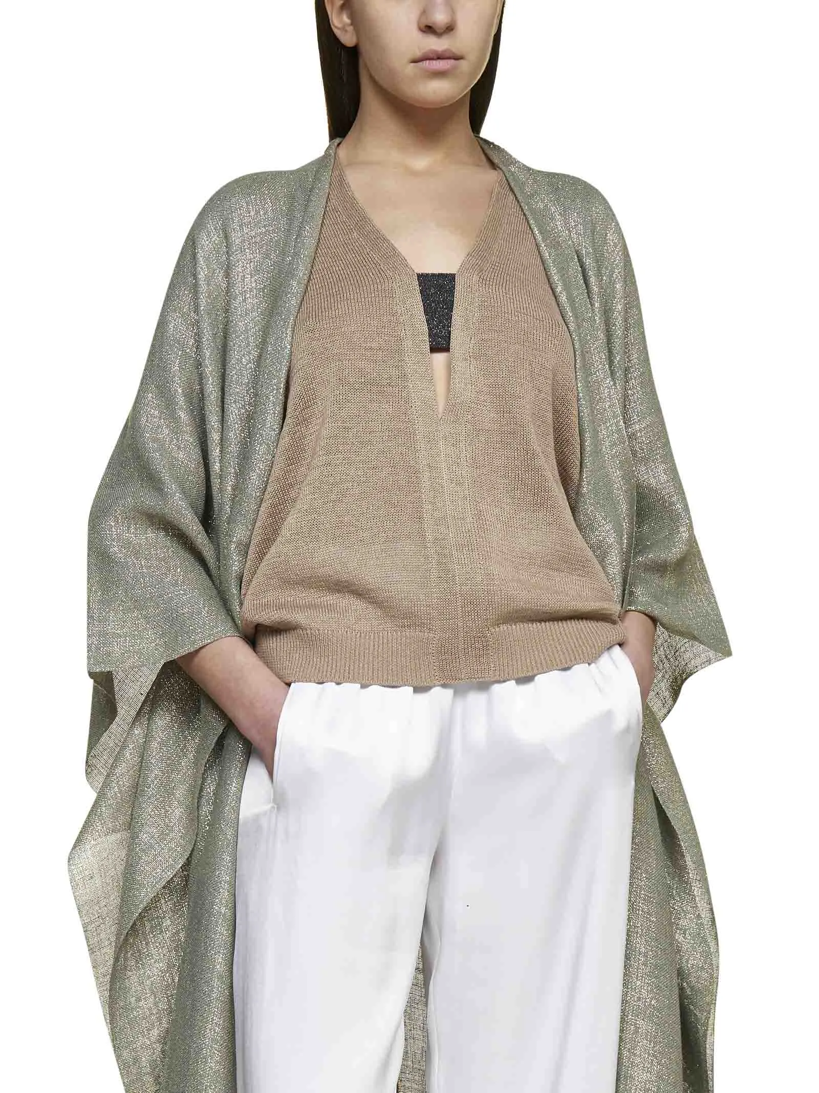 Brunello Cucinelli V-Neck Short Sleeved Sweater