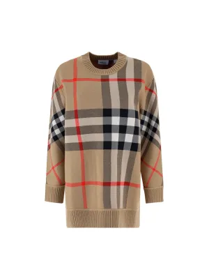 Burberry Check Patterned Knit Sweater