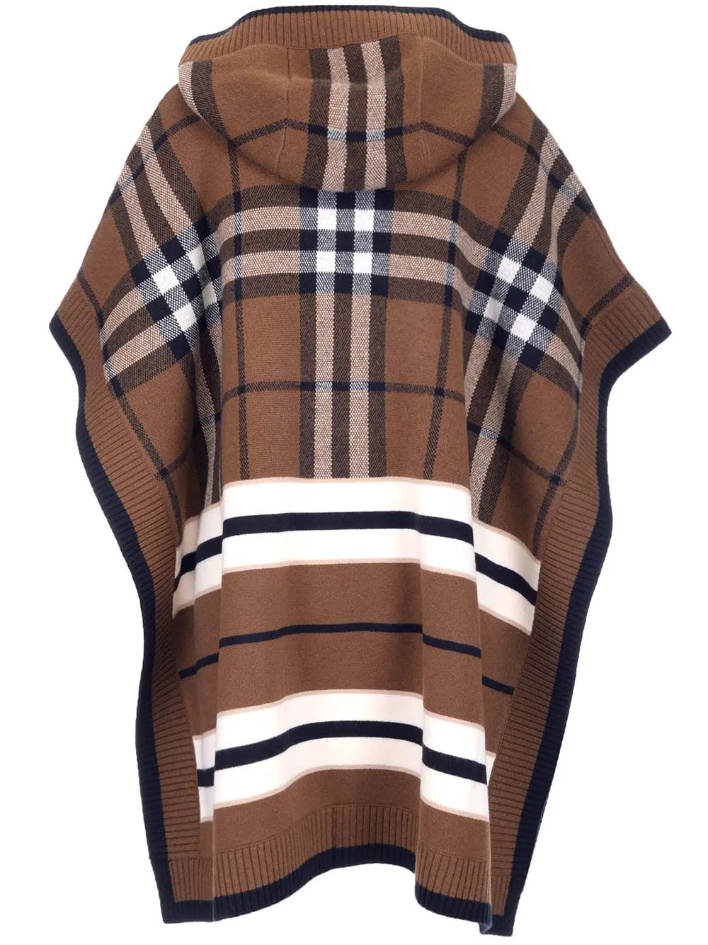 Burberry Checked Hooded Knit Cape