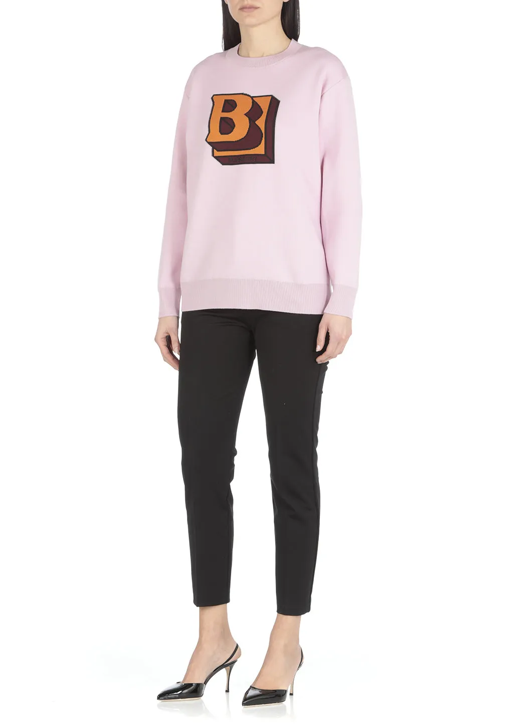 Burberry Logo Embroidered Ribbed Sweater
