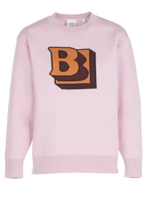 Burberry Logo Embroidered Ribbed Sweater