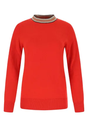 Burberry Stripe Trim Knit Jumper