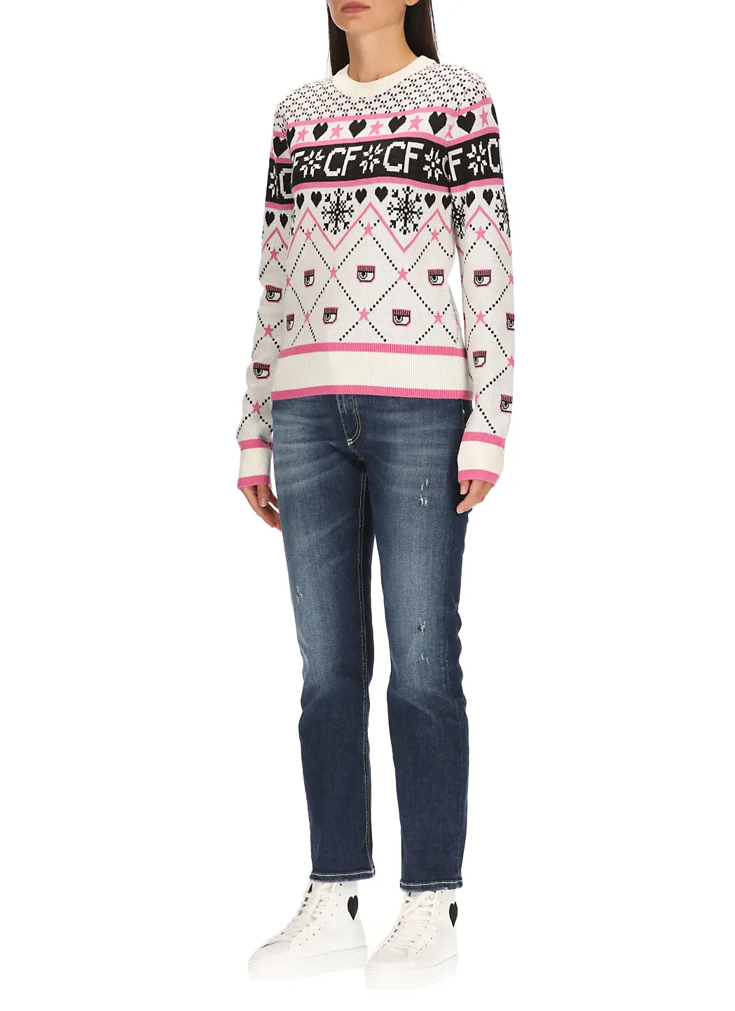 Chiara Ferragni Intarsia Ribbed-Knit Jumper