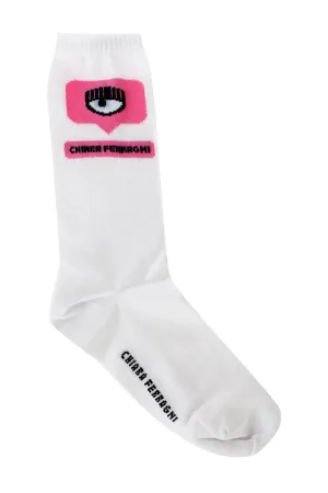 Chiara Ferragni Logo Intarsia Knit Stretched Ankle Socks