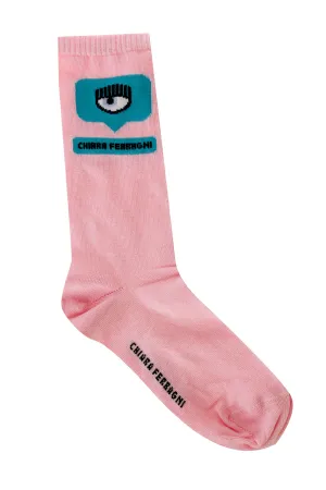 Chiara Ferragni Logo Intarsia Knit Stretched Ankle Socks