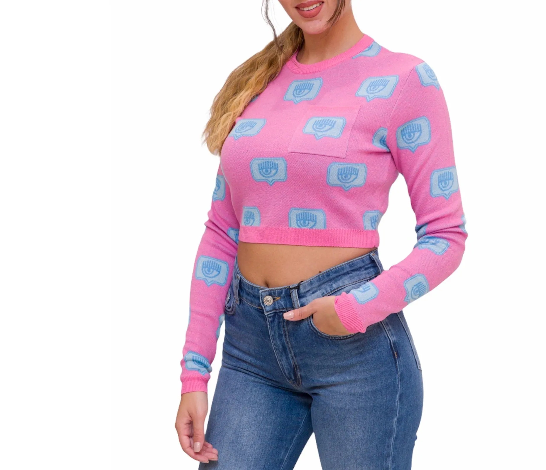 Chiara Ferragni Logomania Cropped Knit Jumper