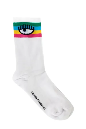 Chiara Ferragni Logomania Striped Ankle Socks