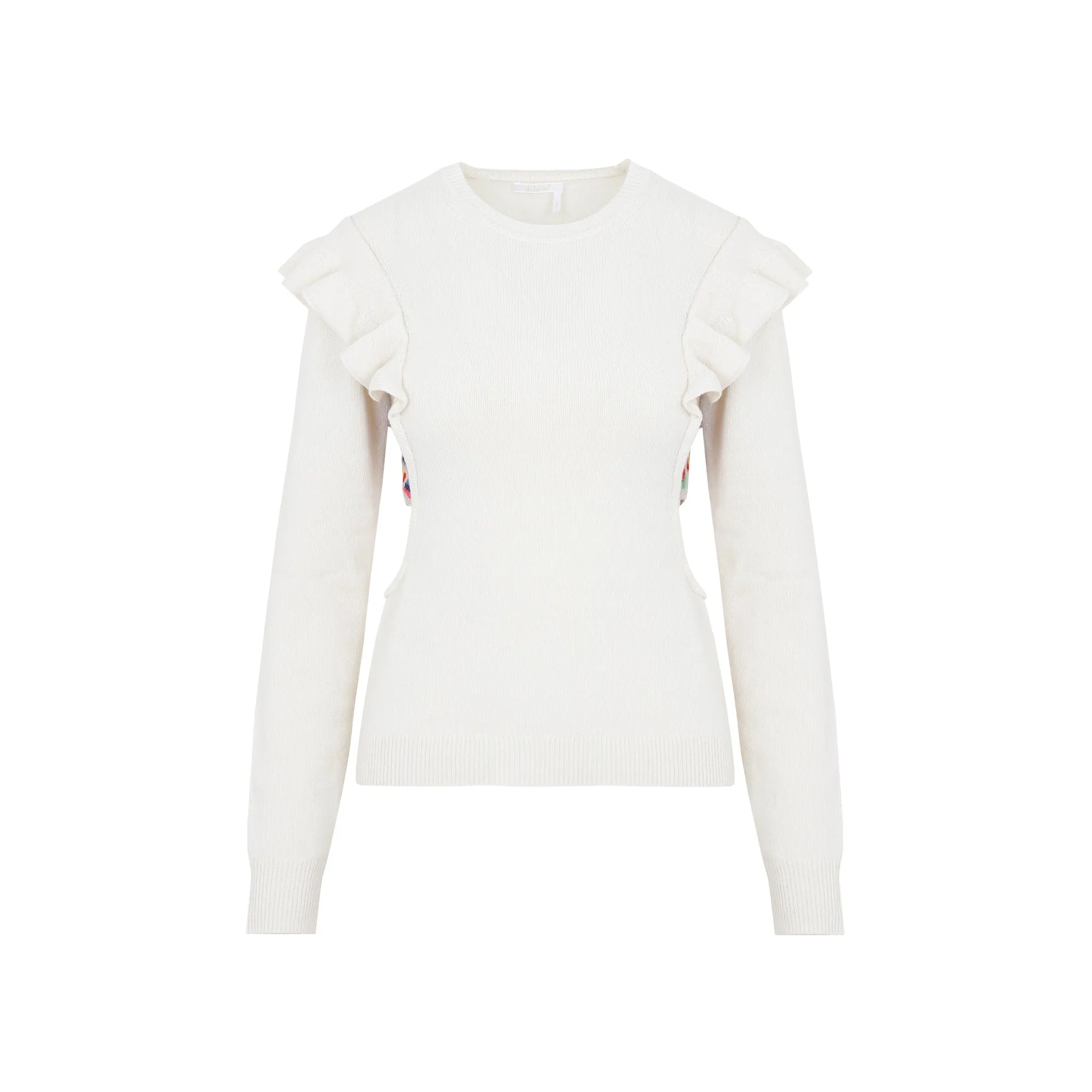 Chlo Cut-Out Ruffled Knit Jumper