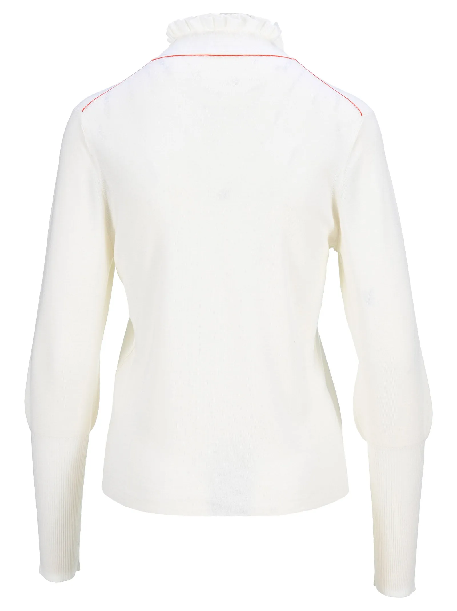 Chlo Puff Sleeved Ruffled Knit Sweater