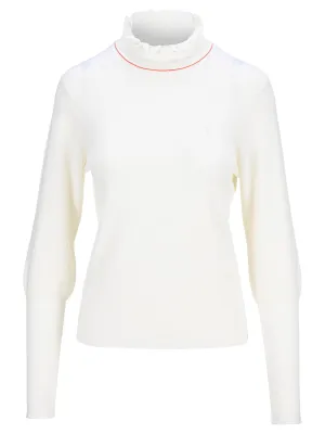 Chlo Puff Sleeved Ruffled Knit Sweater