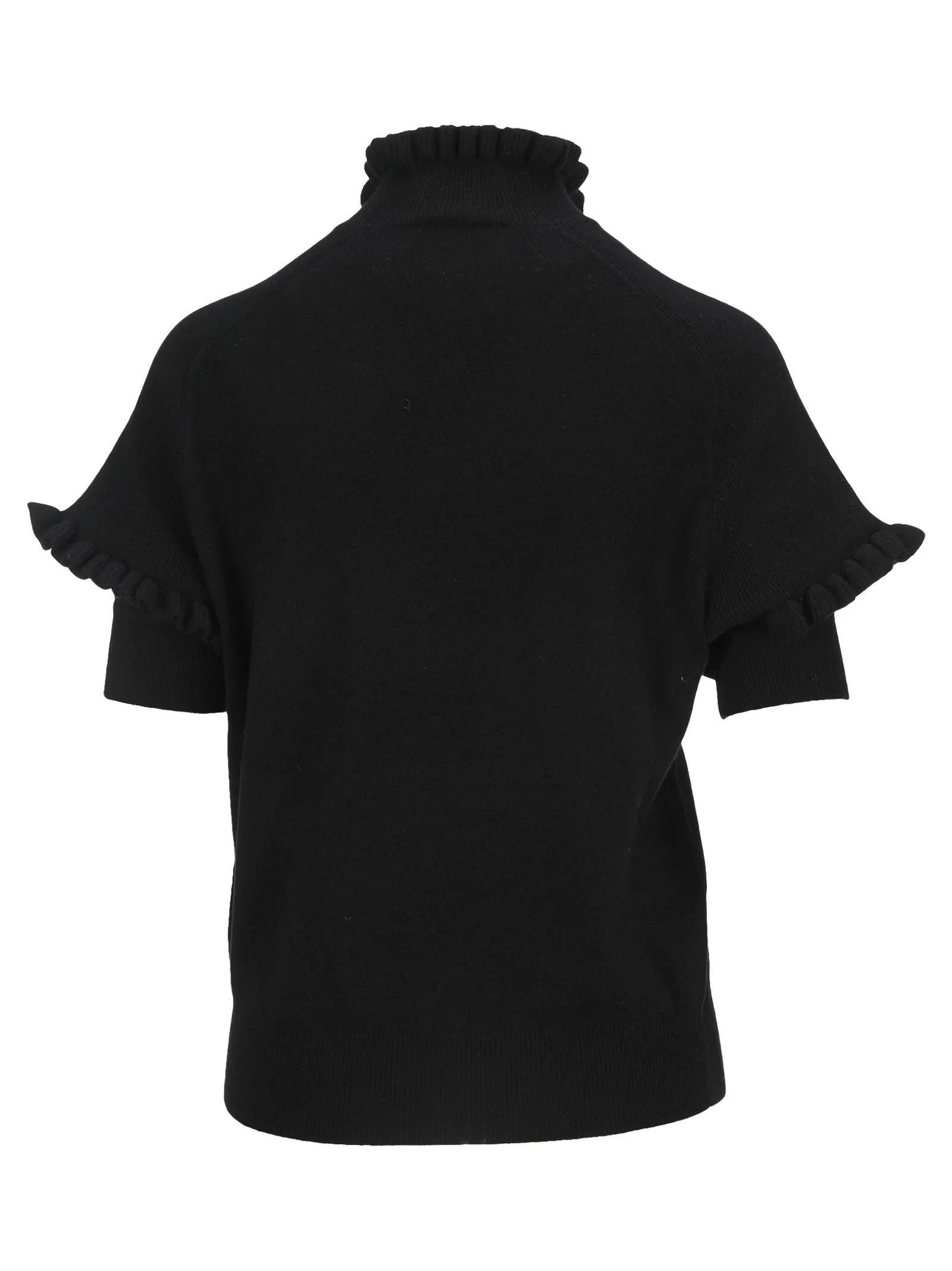 Chlo Short-Sleeved Ruffled Neck Knit Sweater