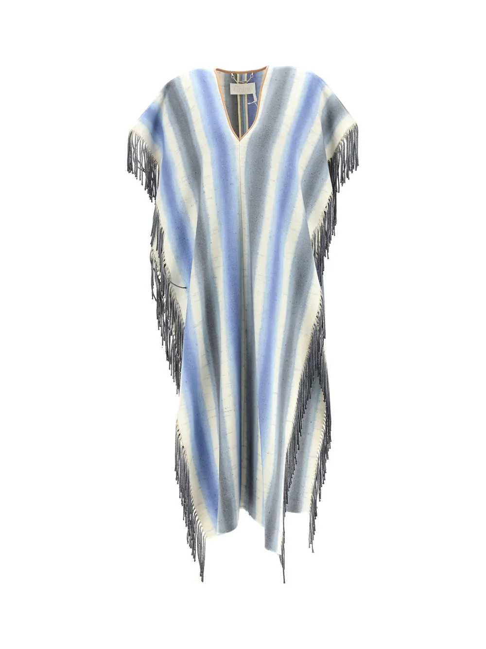 Chlo Stripe Fringed Knit Blanket