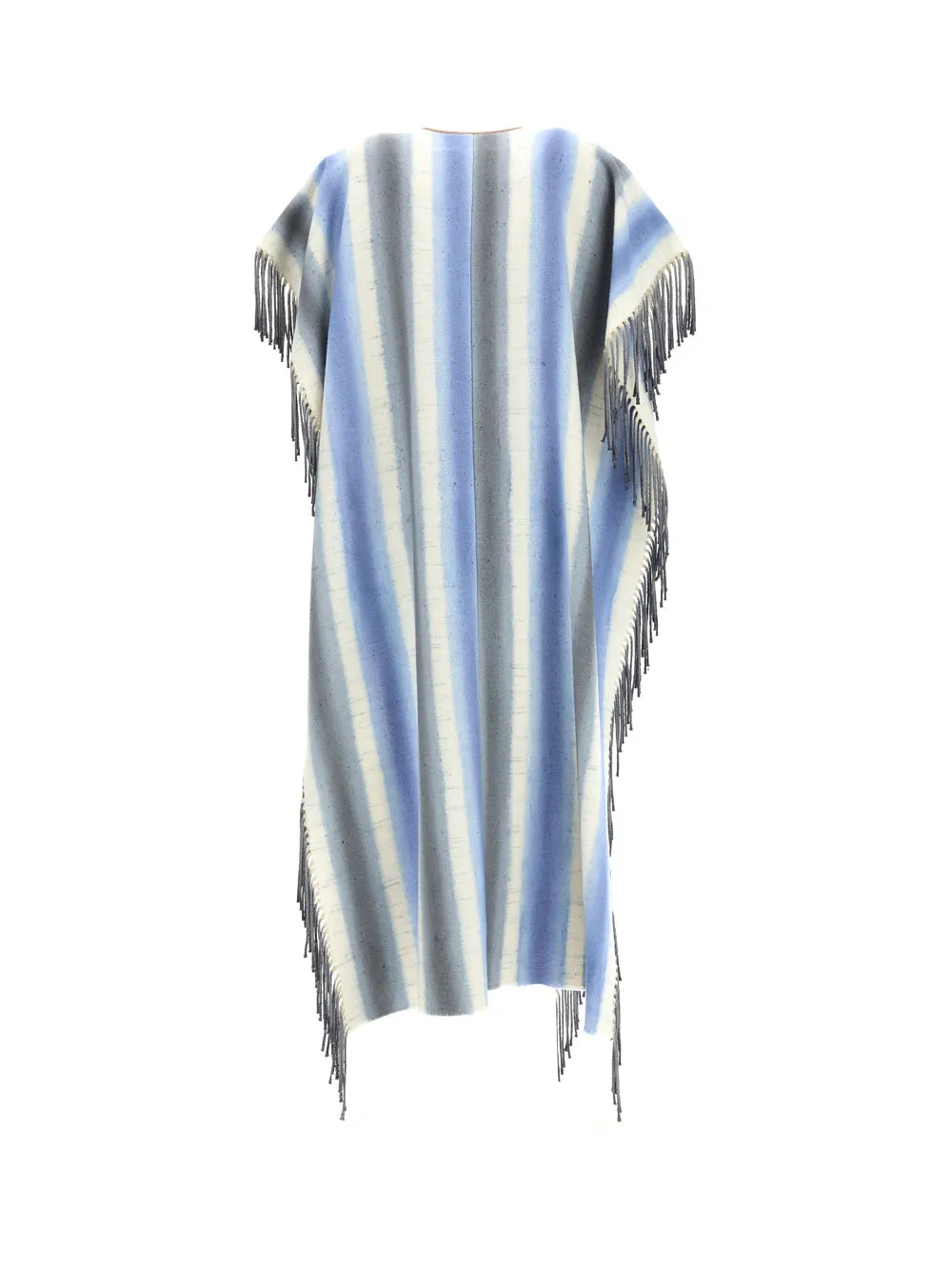 Chlo Stripe Fringed Knit Blanket