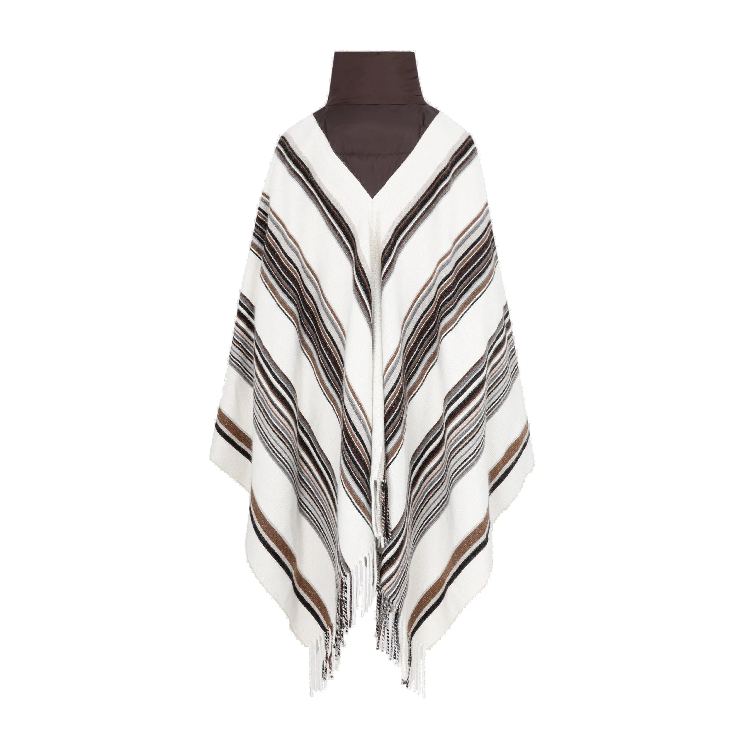 Chlo Striped Knit Puffer Poncho