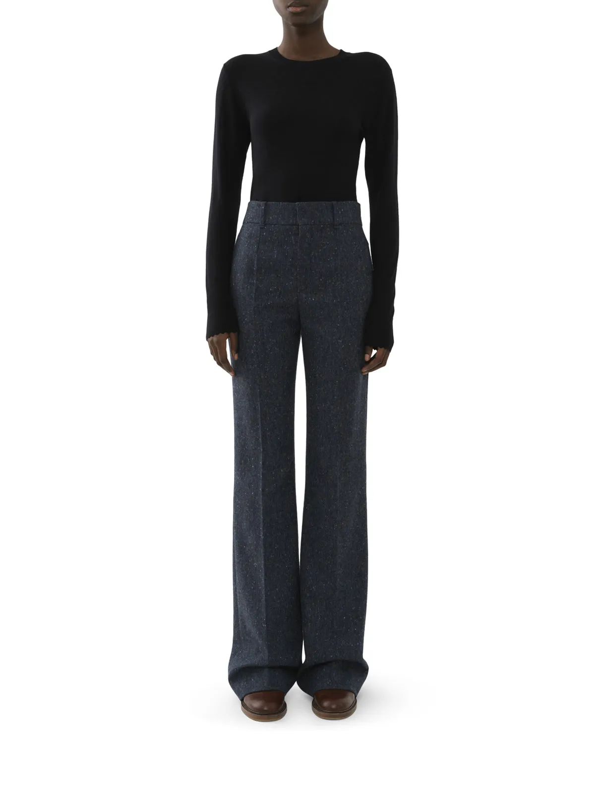 Chlo Wavy Hem Crewneck Knit Jumper