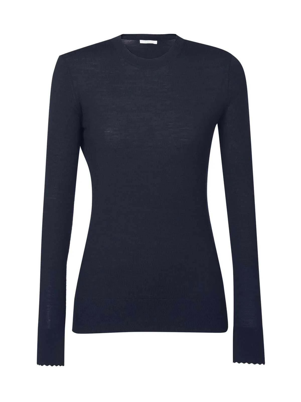 Chlo Wavy Hem Crewneck Knit Jumper
