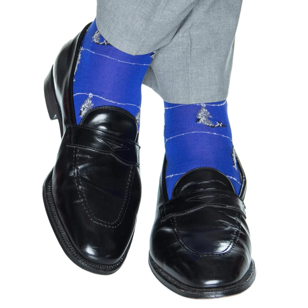 Clematis Blue w/ Steel Gray, Light Gray and Ash Fish Cotton Sock Linked Toe OTC
