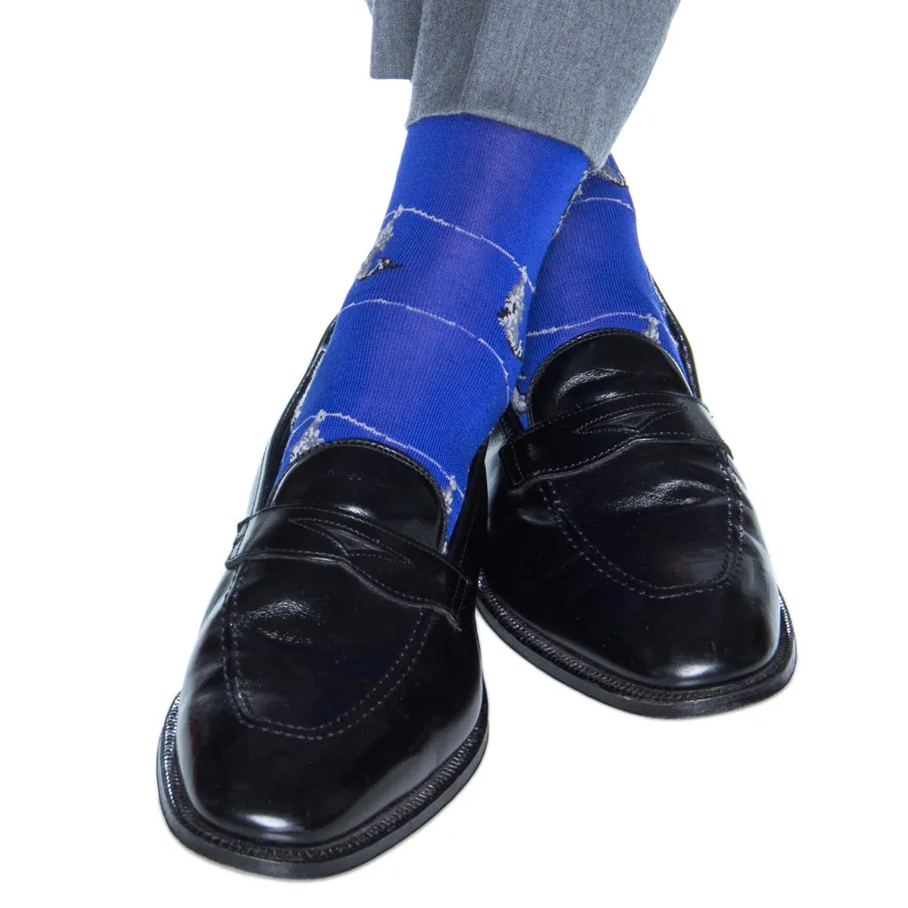 Clematis Blue w/ Steel Gray, Light Gray and Ash Fish Cotton Sock Linked Toe OTC