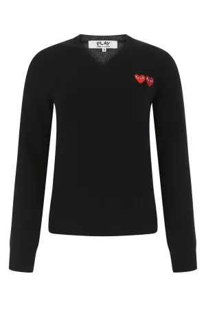 Comme des Garons Play Logo Embroidered Knitted Sweater