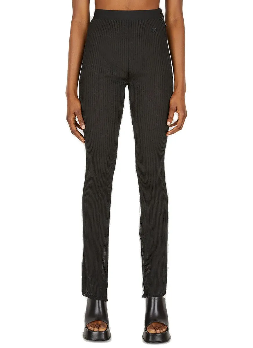 Courrges High Waist Sheer Logo Patch Trousers