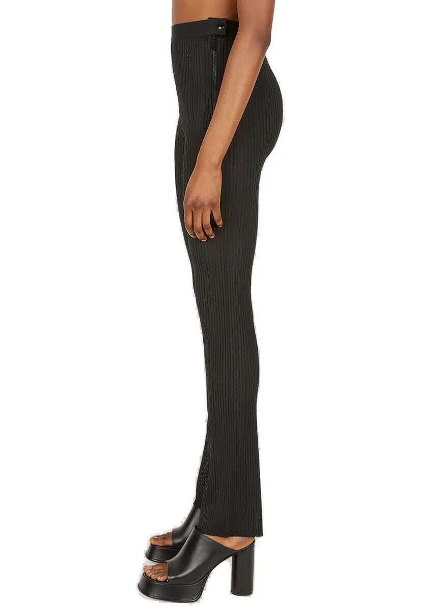 Courrges High Waist Sheer Logo Patch Trousers
