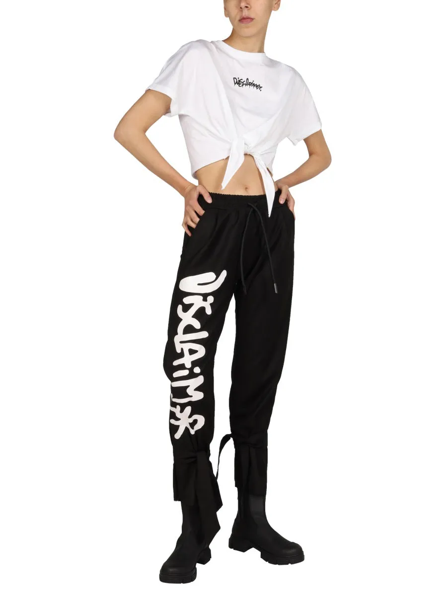Disclaimer Logo Print Drawstring Pants