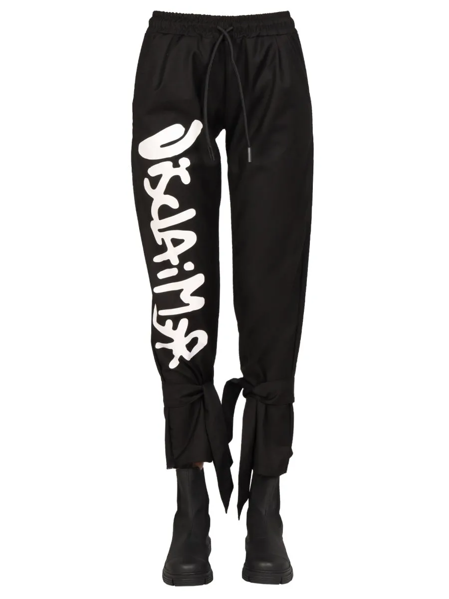 Disclaimer Logo Print Drawstring Pants