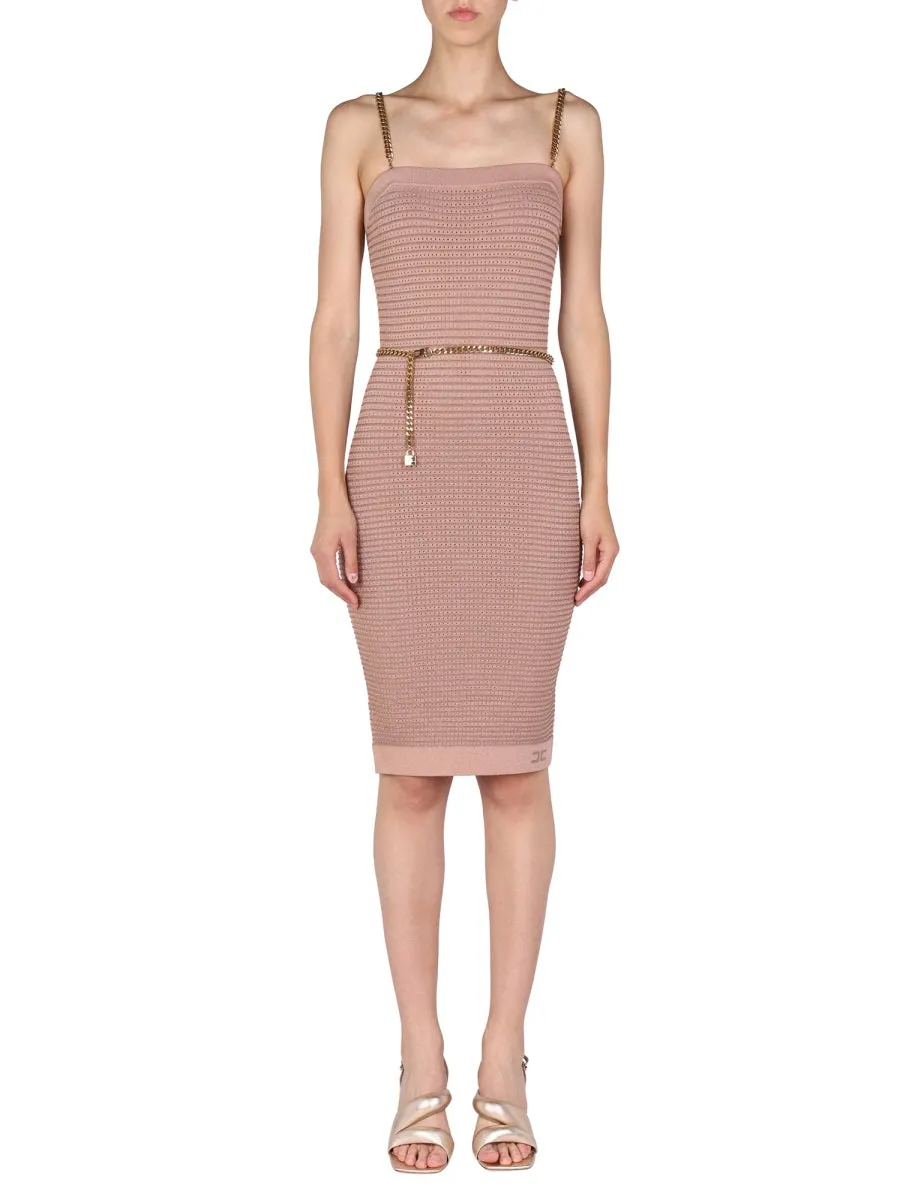 Elisabetta Franchi Chain Belt Knit Dress