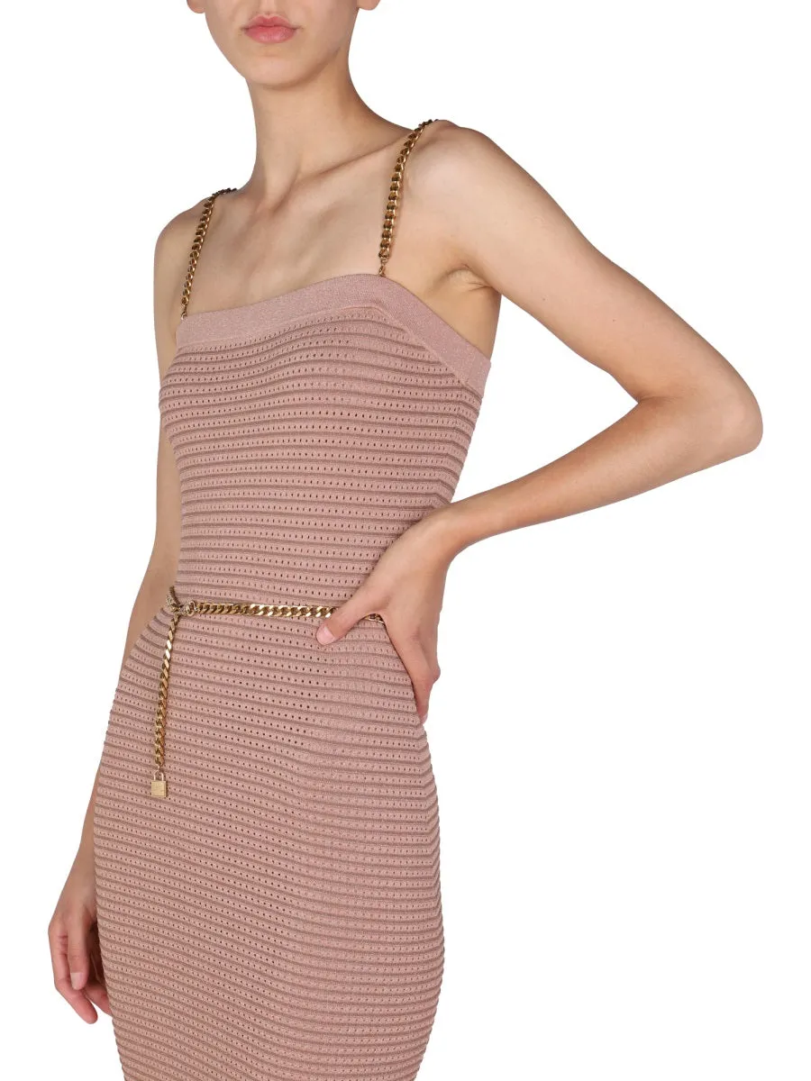 Elisabetta Franchi Chain Belt Knit Dress