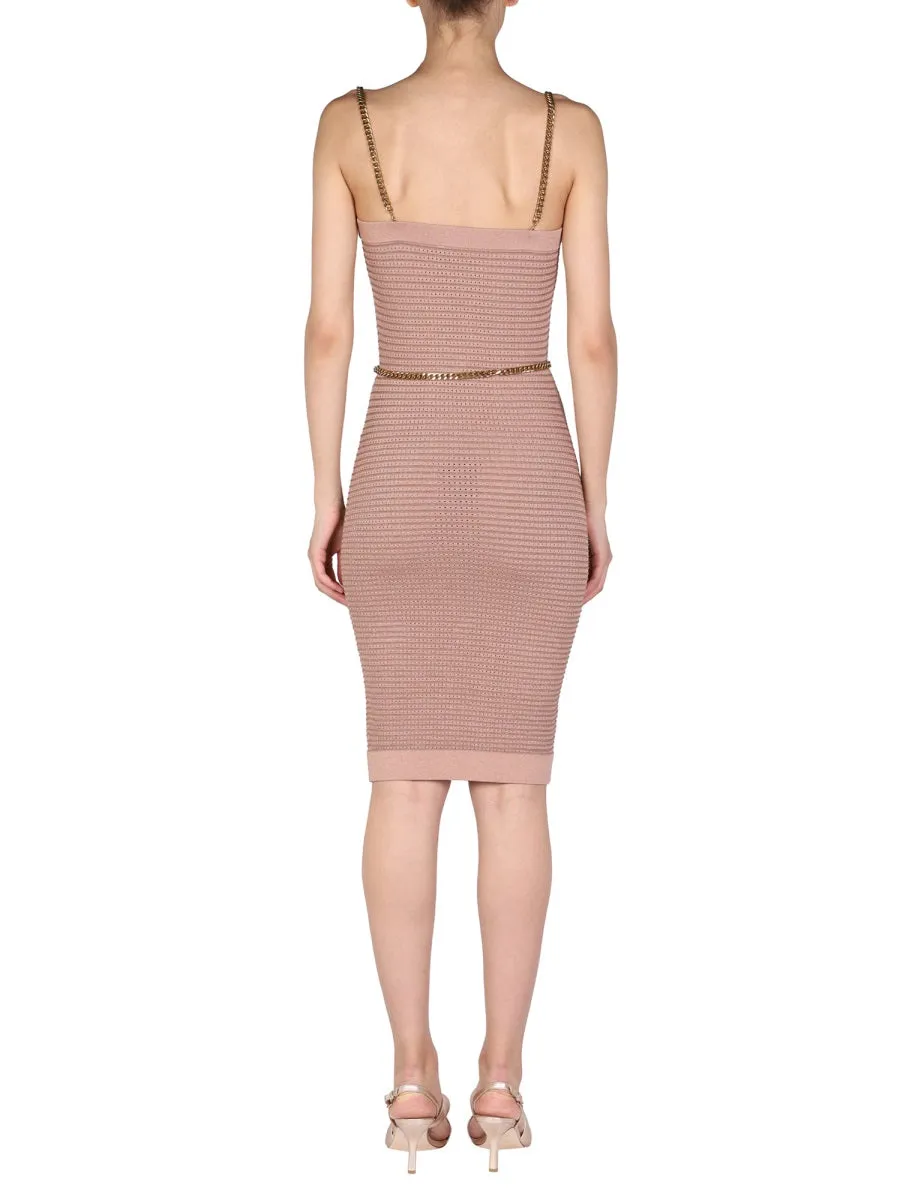 Elisabetta Franchi Chain Belt Knit Dress