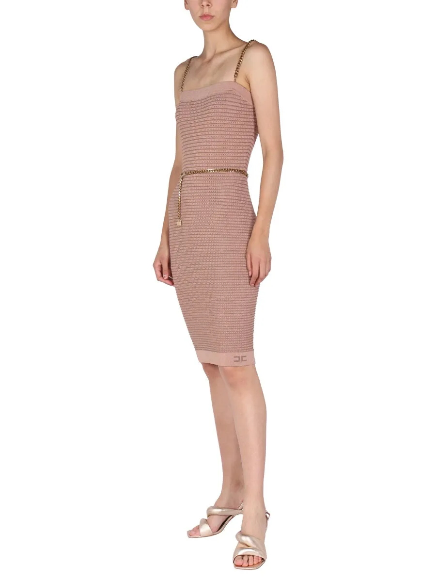 Elisabetta Franchi Chain Belt Knit Dress