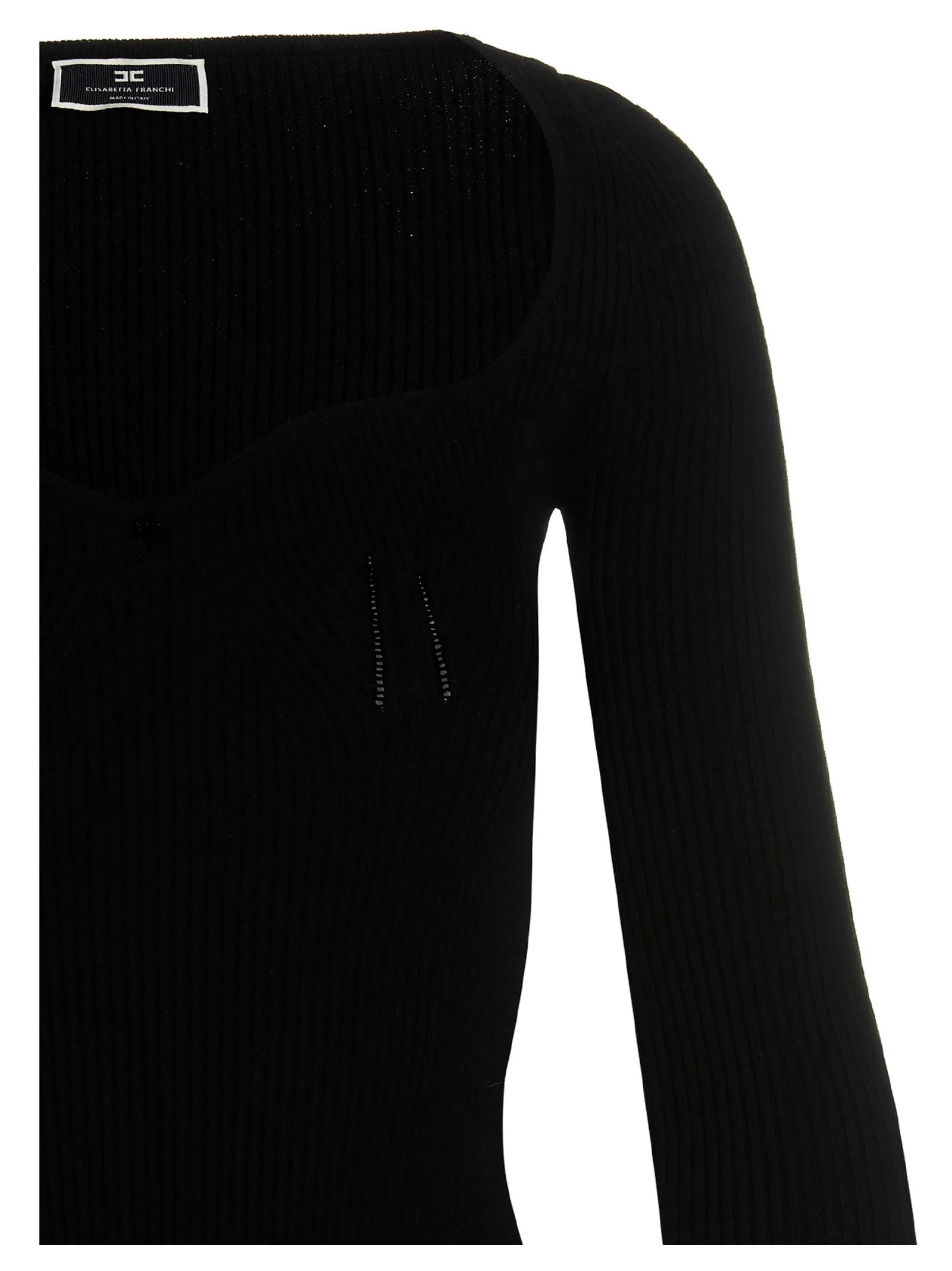 Elisabetta Franchi Ribbed Sweetheart Neck Sweater