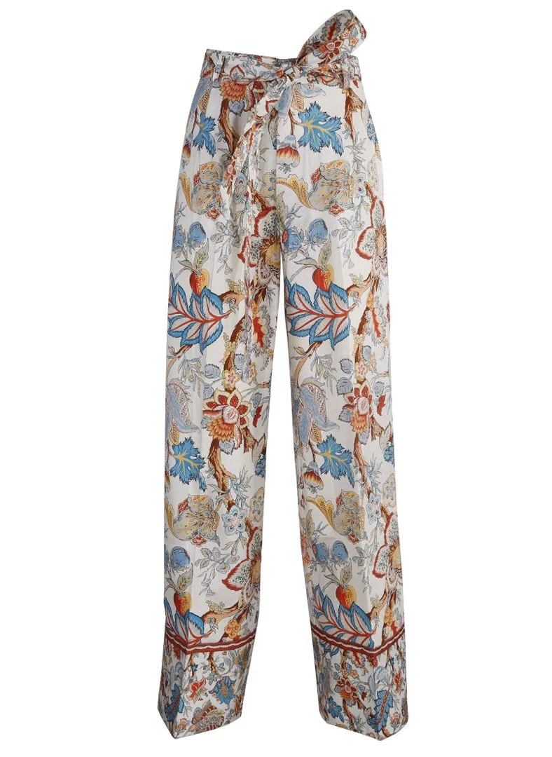 Etro Floral Print Belted Trousers