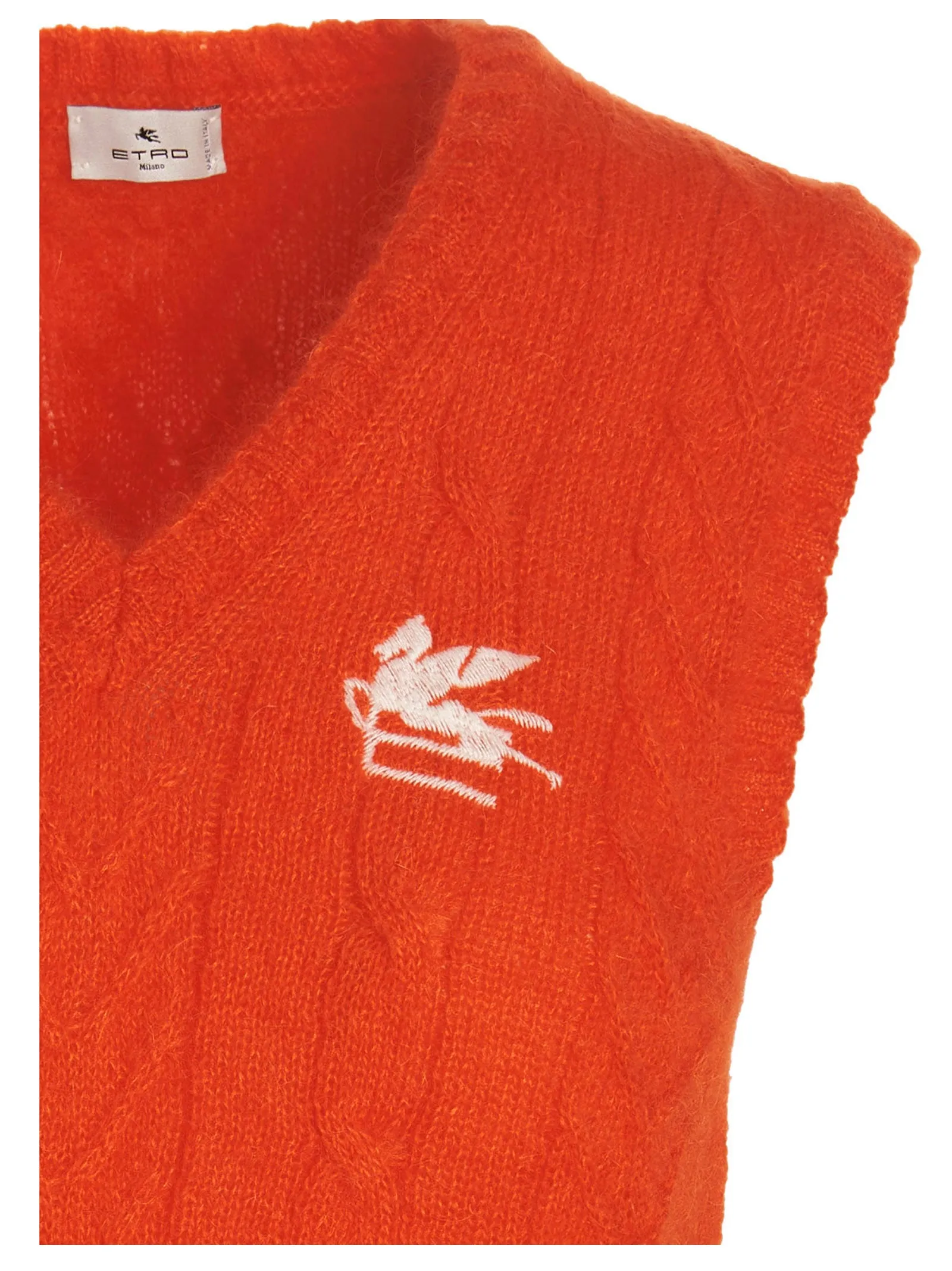 Etro Logo Embroidered Cable Knit Vest