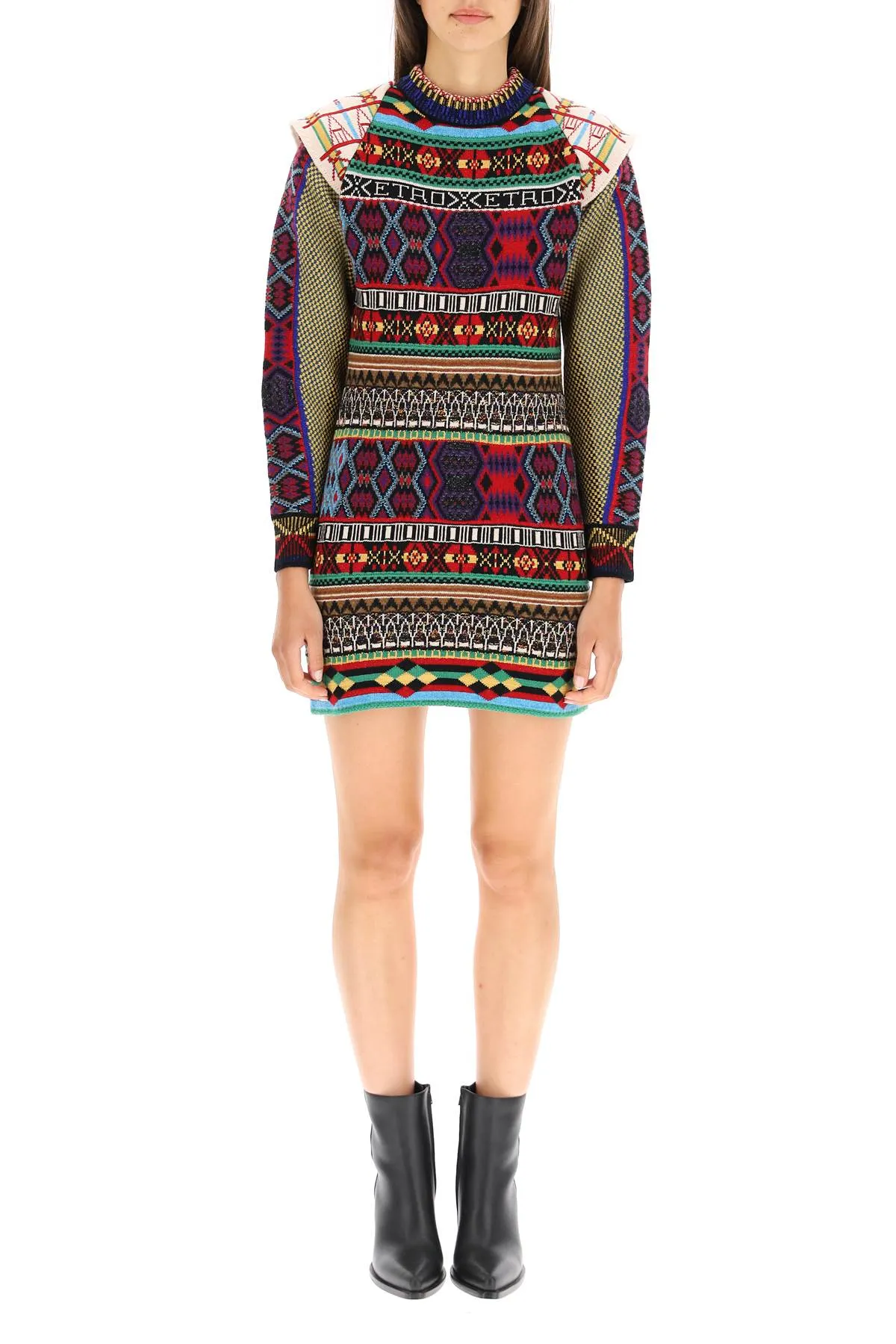 Etro Patterned Knit Mini Dress