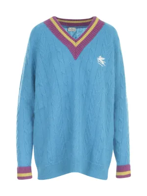 Etro V-Neck Cable-Knit Jumper