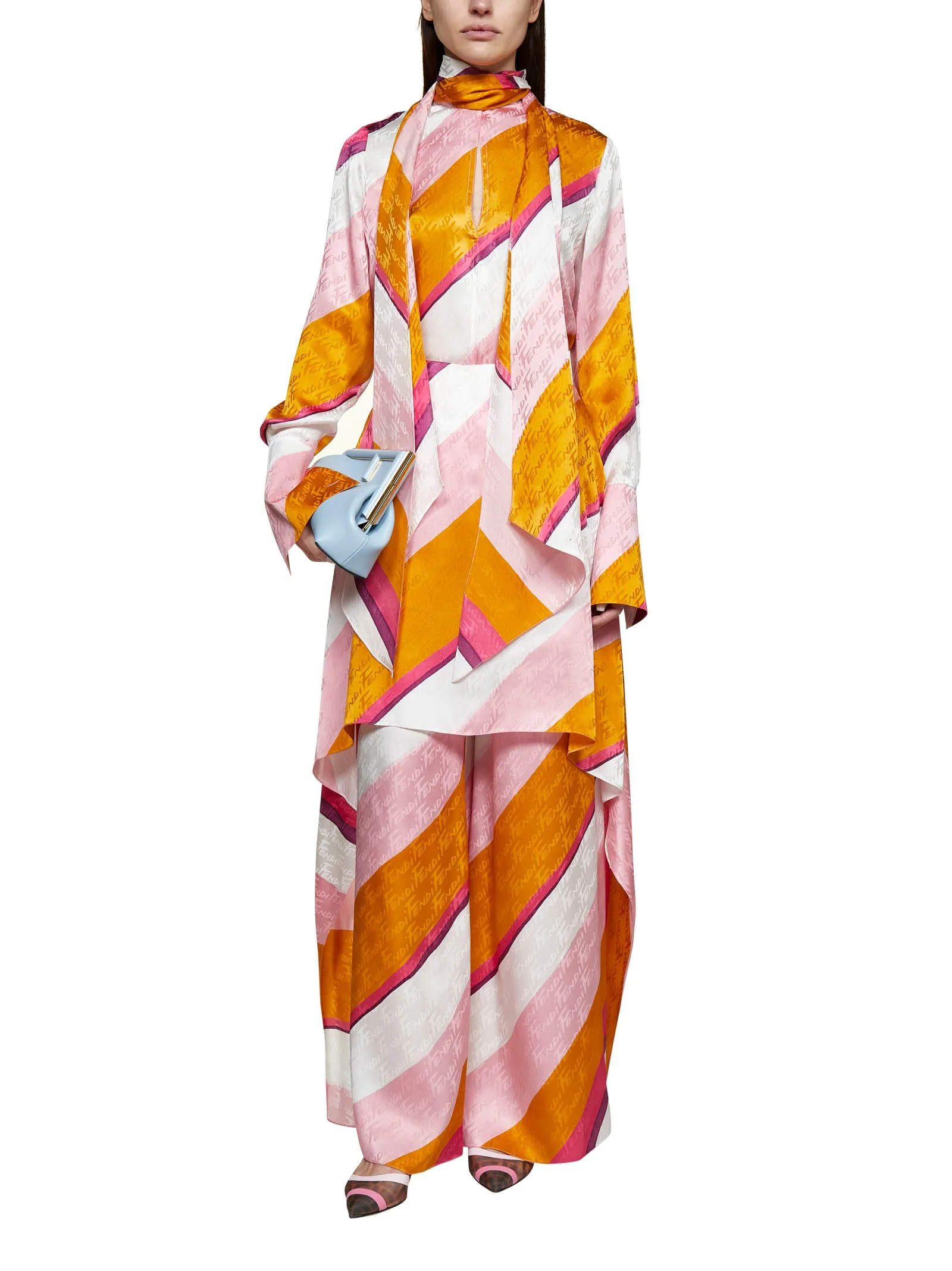 Fendi FF Color-Block Draped Trousers