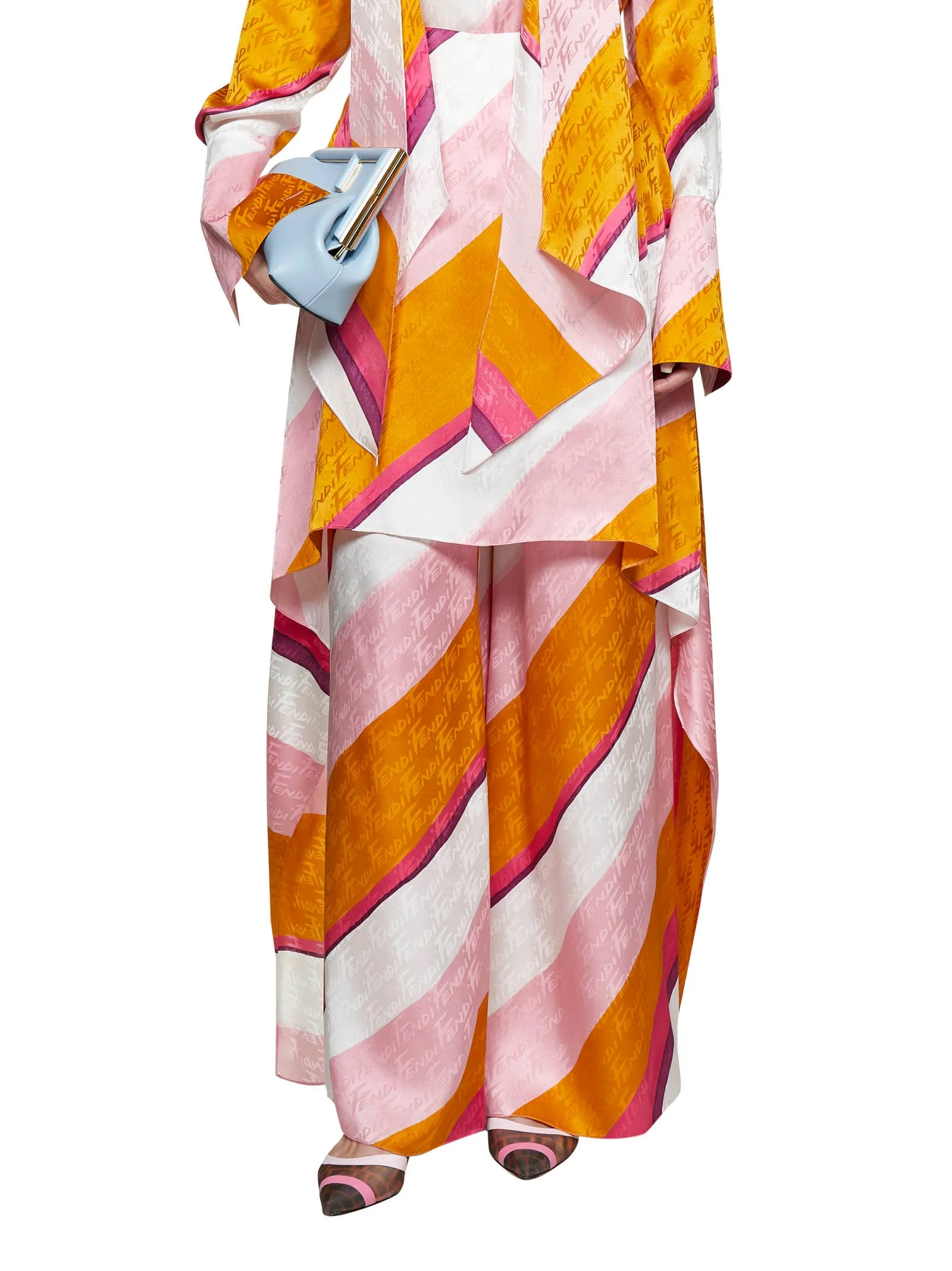Fendi FF Color-Block Draped Trousers