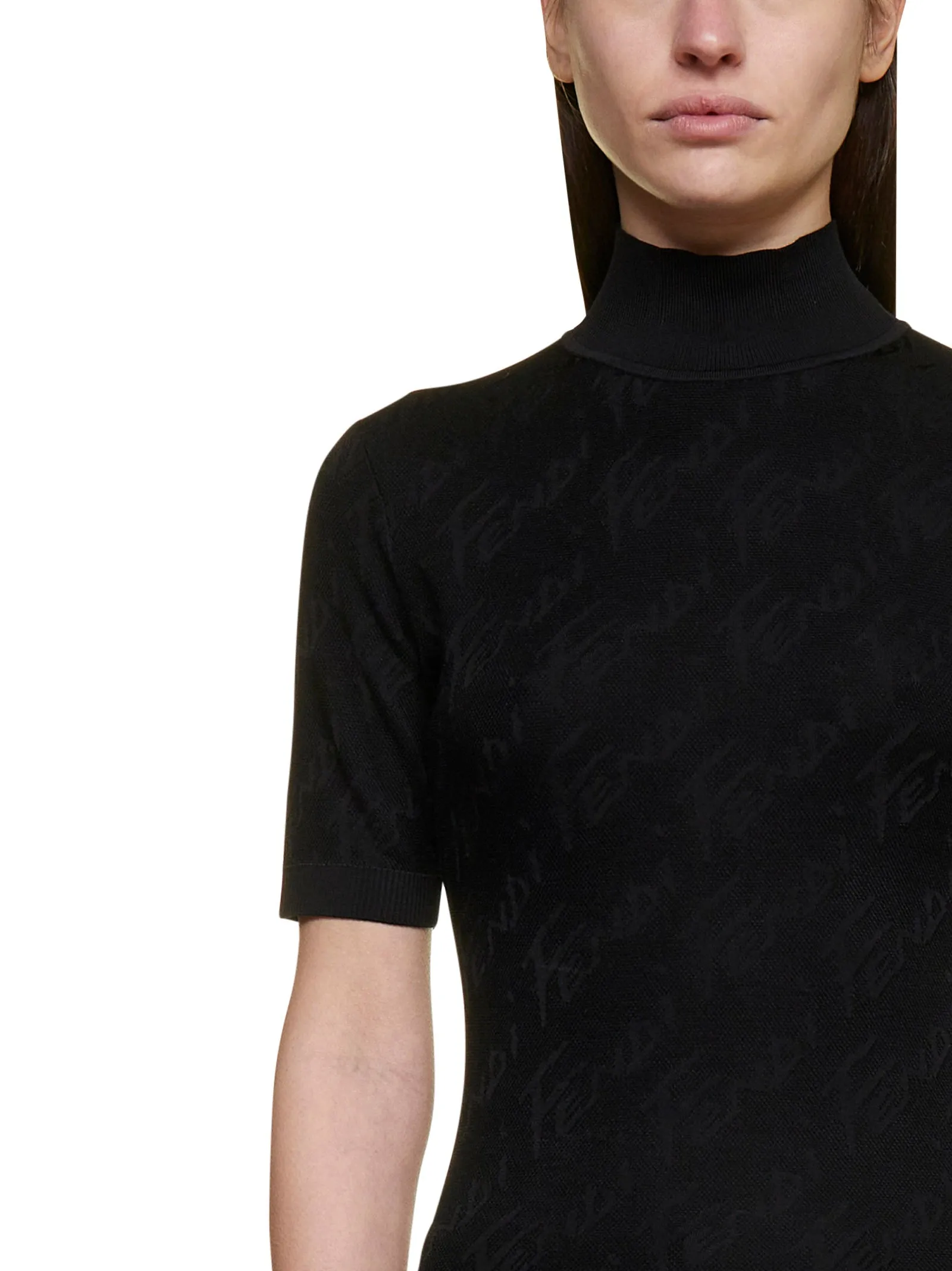 Fendi Short-Sleeved Intarsia-Knit Top