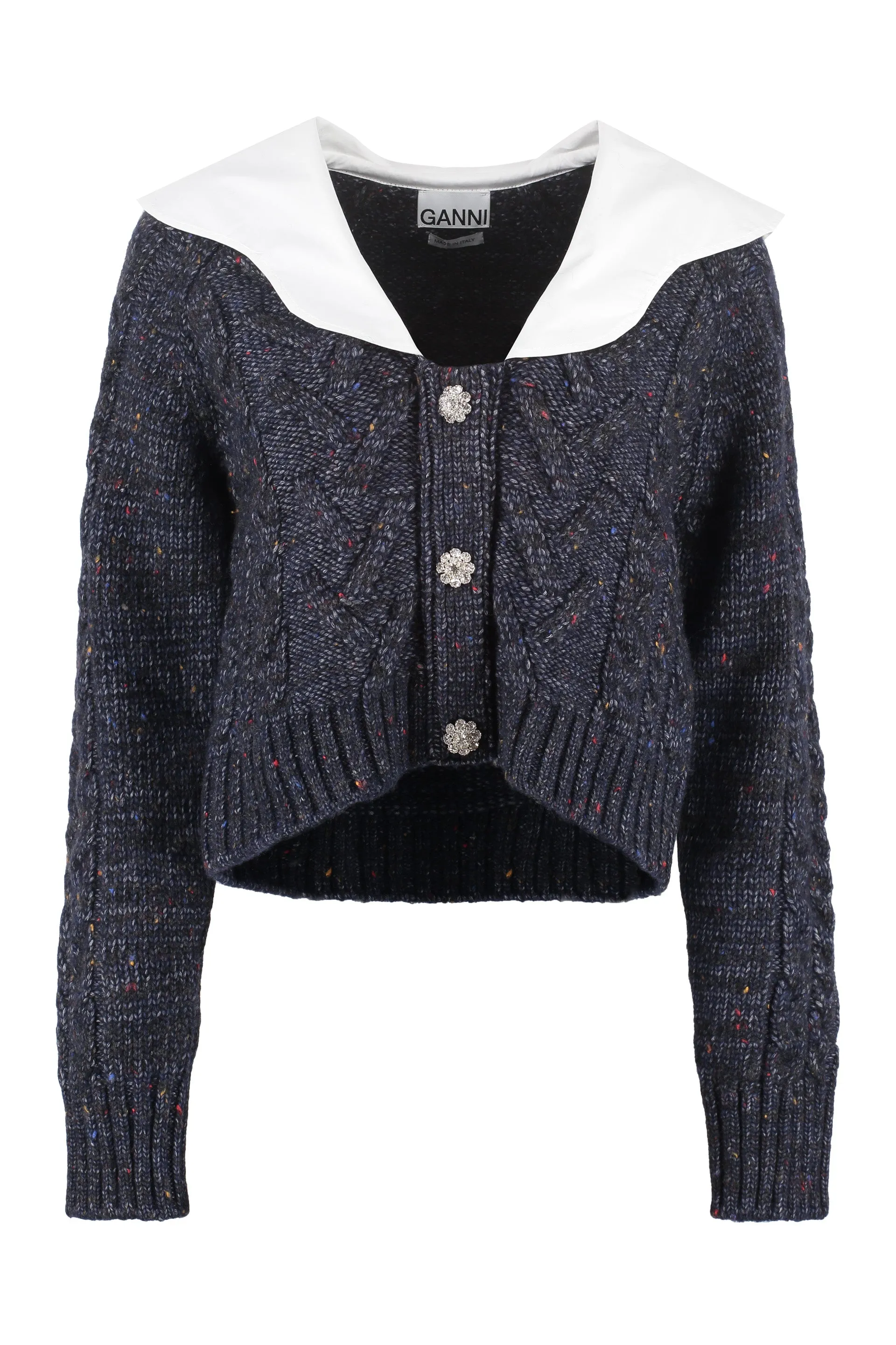 Ganni Cable Knit Cropped Cardigan